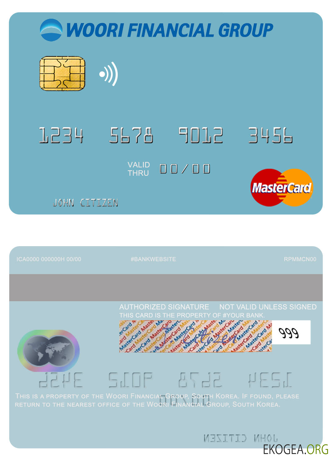Carte maîtresse du Woori Financial Group de Corée du Sud